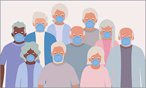 Seniors in Masks Illustration