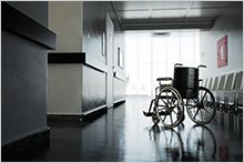 Empty wheelchair in hallway