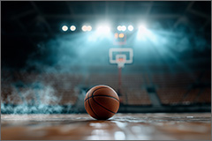 Basketball on center court