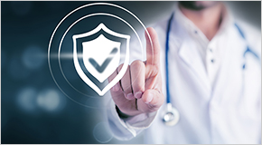 Doctor clicks antivirus icon on screen